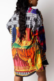 White Fashion Casual Adult Twilled Satin Print Turndown Collar Long Sleeve Shirt-Sleeve Long Two Pieces