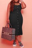Tangerine Red Casual Solid Patchwork O Neck Trumpet Mermaid Plus Size Dresses
