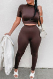 White Casual Solid Patchwork O Neck Long Sleeve Two Pieces