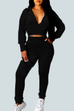 White Sexy Gradual Change Solid Patchwork Hooded Collar Long Sleeve Regular Sleeve Short Two Pieces