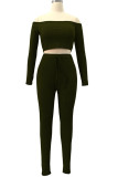 White Fashion Sexy Adult Solid Patchwork Bateau Neck Long Sleeve Regular Sleeve Short Two Pieces