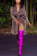 Brown cardigan Leopard Print Nylon Print Long Sleeve Outerwear