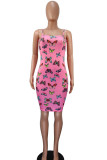 White Sexy Spaghetti Strap Sleeveless Slip Step Skirt Mini Print Patchwork backless Dresses
