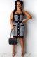 White Fashion Sexy Tank Sleeveless Halter Neck Lantern skirt skirt Patchwork backless Print Clu