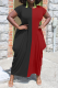 Black Casual Solid Patchwork O Neck Straight Dresses