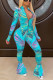 Lake Green Casual Print Patchwork O Neck Regular Jumpsuits