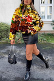 Multicolor Fashion Casual Print Basic Mandarin Collar Outerwear