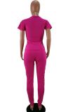 Red Fashion Sexy Patchwork Sequin Print pencil Two-piece Pants Set