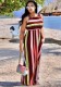 Red Casual O-Neck Sleeveless Loose Long Print Dresses