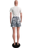 Yellow Fashion Casual Sexy Print Patchwork bow-knot Straight Short Sleeve