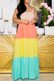 Purple Casual Color Lump Patchwork Spaghetti Strap Straight Dresses
