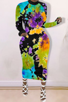 Black Milk. Fashion adult Ma'am Street Cap Sleeve Long Sleeves O neck Step Skirt Mid-Calf Print Dresses