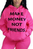 Orange hooded Long Sleeve Print Tops