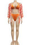 Leopard Print Sexy Print Patchwork Frenulum Swimwears Three pieces