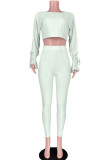 Coffee Casual Party Pit Article Fabrics Solid Bandage O Neck Long Sleeve Flare Sleeve Regular Two Pieces