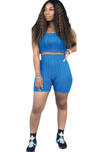 Blue Fashion Sexy Patchwork Embroidery perspective Straight Sleeveless