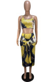Red Sexy Fashion asymmetrical Print crop top Bandage Two Piece Suits Skinny Two-Piece Dress