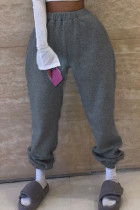 Grey Elastic Fly Mid Solid Harlan pants Pants Bottoms
