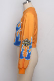White O Neck Long Sleeve Letter Long Sleeve Tops