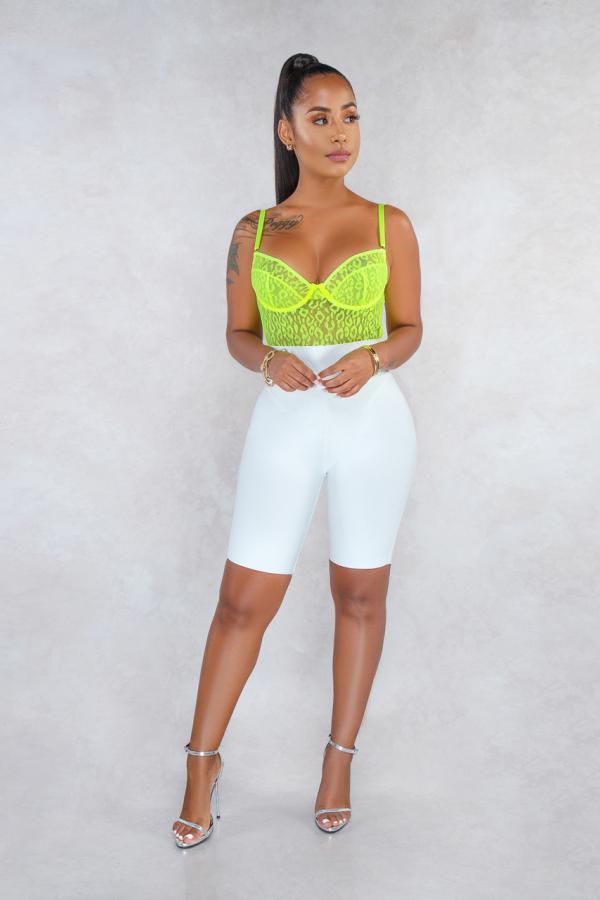 Fluorescent green Fashion Sexy Mesh Backless perspective Sleeveless Slip 