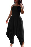 Grey Fashion Sexy Patchwork Solid Sleeveless Slip Jumpsuits