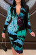 Green Fashion Casual Print Basic Zipper Collar Printed Dress