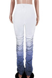 Yellow Elastic Fly Drawstring Mid Gradient Draped bandage Boot Cut Pants