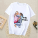 Black White Casual Print Patchwork O Neck T-Shirts