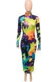 Black Milk. Fashion adult Ma'am Street Cap Sleeve Long Sleeves O neck Step Skirt Mid-Calf Print Dresses