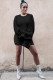 Black Casual Bubble sleeves Long Sleeves O neck Hip skirt skirt ruffle Solid hollow out Patchwor