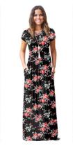 As Show-10 Brief Cute O-Neck Short Sleeve Loose Long Print Dresses