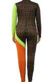 colour Street Twilled Satin Print Patchwork O Neck Plus Size 