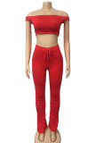 Red Fashion Sexy adult Ma'am Patchwork Solid Two Piece Suits pencil Short Sleeve Two Pieces