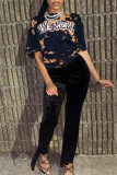 Multi-color Fashion Casual Print Basic O Neck T-Shirts
