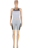 Red Casual Solid Patchwork U Neck Sleeveless Two Pieces