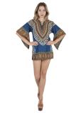 Black Fashion adult Sexy Bat sleeve Half Sleeves O neck Swagger Mini Patchwork Print