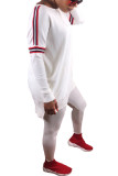 White Elastic Fly Mid Patchwork pencil Pants Two-piece suit