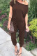 Coffee Sexy Fashion Solid Patchwork Short Sleeve one shoulder collar Jumpsuits
