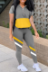 Grey Sportswear Color Block Patchwork Zipper Collar Short Sleeve Two Pieces