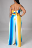 Colour Sexy Casual Print Vests Pants Spaghetti Strap Sleeveless Two Pieces