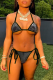 Black Sexy Sweet Patchwork Draw String Swimwears