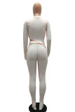 Orange Milk Silk OL Patchwork Solid asymmetrical pencil Long Sleeve Two Pieces