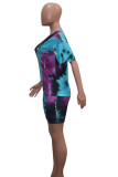 Purple and green Sexy V Neck Striped Print Stripe Plus Size