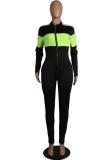 Blue Casual Fashion Solid zipper Patchwork Long Sleeve V Neck 