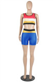Multi-color Sexy Fashion Patchwork Print pencil Sleeveless Two-Piece Short Set