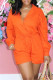 Orange Fashion Casual Solid Basic Turndown Collar Regular Romper