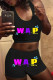 Black Casual Sportswear Sleeveless U Neck Tank Short Print Two Pieces