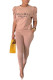 Khaki Fashion Casual Print pencil Half Sleeve Two Pieces