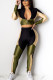 Green Active Europe and America Patchwork Solid pencil Long Sleeve Two Pieces