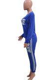 Pink Casual Striped Patchwork Solid pencil Long Sleeve Two Pieces
